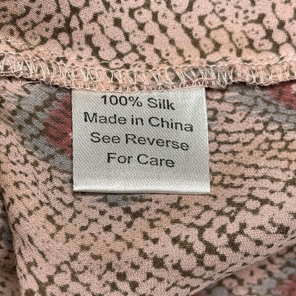 Parker 100% Silk Pleated Balloon Sleeve Peasant Blouse Women's XS Snakeskin - Picture 6 of 10